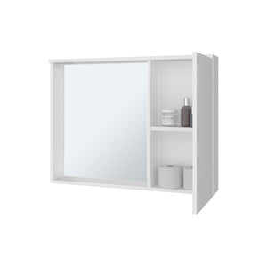 English Elm Milan Wall Mounted Medicine Cabinet with Mirror Slim White Bathroom Storage Organizer B128P473982