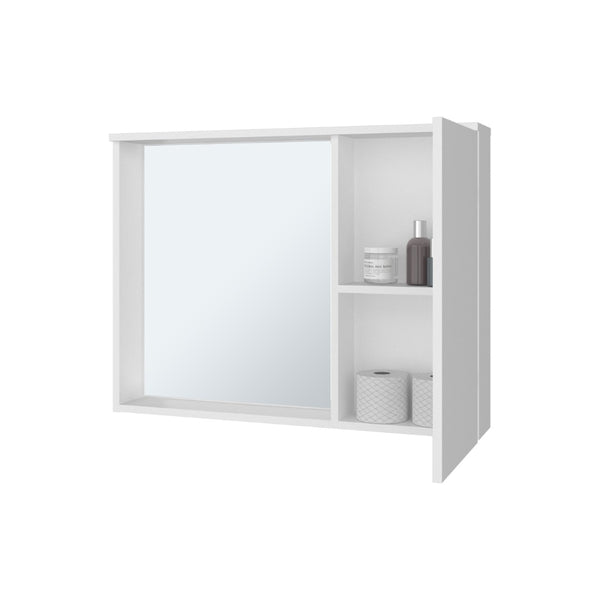English Elm Milan Wall Mounted Medicine Cabinet with Mirror Slim White Bathroom Storage Organizer B128P473982