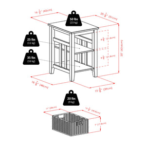 Winsome Wood Zoey Accent Table With Faux Marble Top & 2 Foldable Chocolate Baskets For Elegant Storage Solutions Walnut ,Chocolate Solid ,Composite Wood ,Faux Marble ,Corn Husk 76320-winsome-wood