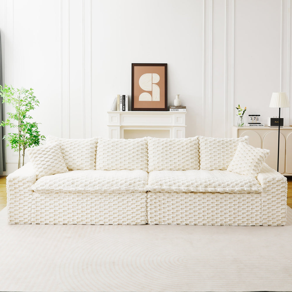 English Elm Luxury Turtle Velvet Multifunctional Sofa - Modular 4-Seater White/Green/Black/Pink, 400lb Capacity, Cozy Stylish Living Room Statement Piece W3371S00039