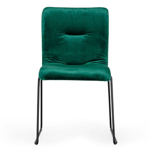 VIG Furniture Yannis Velvet Upholstered Channel-Tufted Side Chair Set Of 2 With Black Metal Frame, Plush Seating Green Dining Chair VGMAMI-913-GRN
