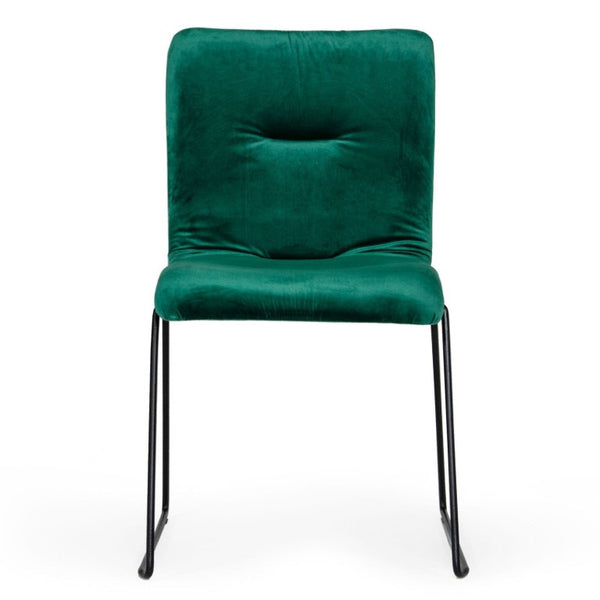 VIG Furniture Yannis Velvet Upholstered Channel-Tufted Side Chair Set Of 2 With Black Metal Frame, Plush Seating Green Dining Chair VGMAMI-913-GRN