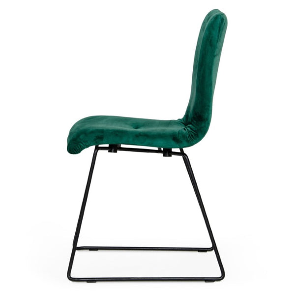 VIG Furniture Yannis Velvet Upholstered Channel-Tufted Side Chair Set Of 2 With Black Metal Frame, Plush Seating Green Dining Chair VGMAMI-913-GRN