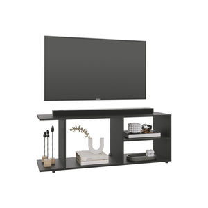 English Elm Entertainment Center Sleek Modern Low-Profile Media Stand with Four Shelves, Durable Engineered Wood Storage & Sturdy Legs, Ready to Assemble Black 49.61 L x 15.35 W x 3.15 H B097P250864