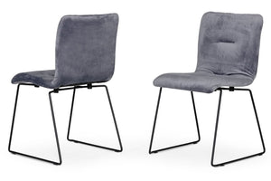 VIG Furniture Yannis Velvet Dining Chair Set Of 2 — Modern Grey Upholstered Seat, Black Metal Frame, Horizontal Detail VGMAMI-913-GRAY