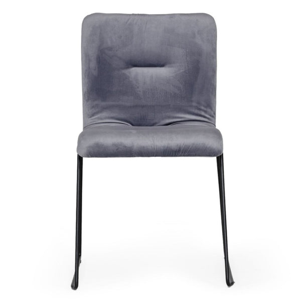 VIG Furniture Yannis Velvet Dining Chair Set Of 2 — Modern Grey Upholstered Seat, Black Metal Frame, Horizontal Detail VGMAMI-913-GRAY