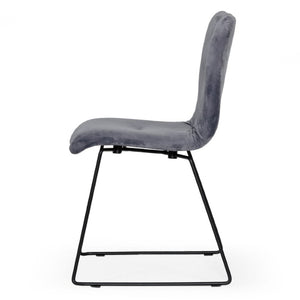 VIG Furniture Yannis Velvet Dining Chair Set Of 2 — Modern Grey Upholstered Seat, Black Metal Frame, Horizontal Detail VGMAMI-913-GRAY