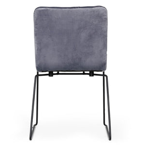 VIG Furniture Yannis Velvet Dining Chair Set Of 2 — Modern Grey Upholstered Seat, Black Metal Frame, Horizontal Detail VGMAMI-913-GRAY