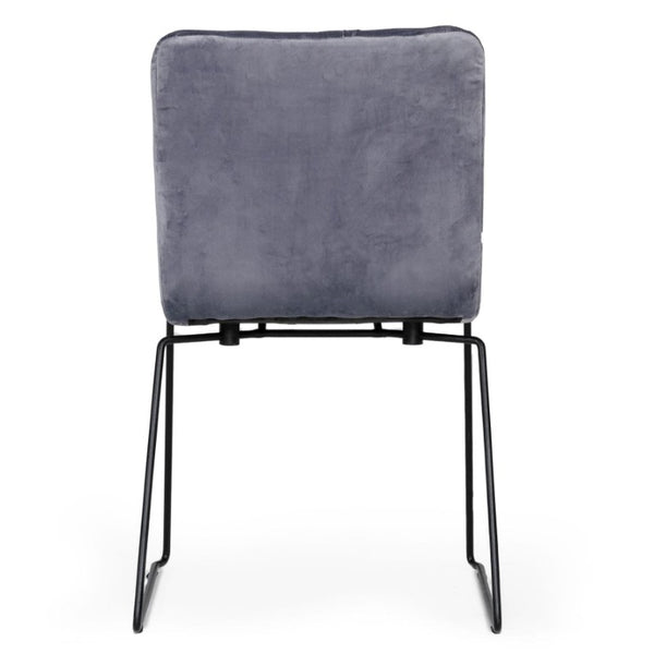 VIG Furniture Yannis Velvet Dining Chair Set Of 2 — Modern Grey Upholstered Seat, Black Metal Frame, Horizontal Detail VGMAMI-913-GRAY