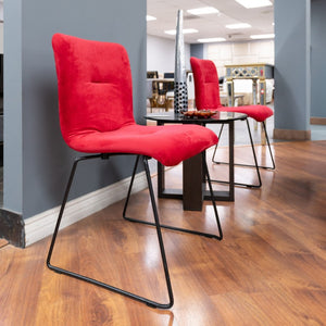 VIG Furniture Yannis Velvet Upholstered Channel-Tufted Side Chair Set Of 2 With Black Metal Frame, Plush Seating Red Dining Chair VGMAMI-913-RED