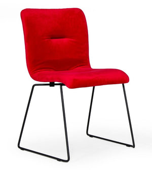 VIG Furniture Yannis Velvet Upholstered Channel-Tufted Side Chair Set Of 2 With Black Metal Frame, Plush Seating Red Dining Chair VGMAMI-913-RED