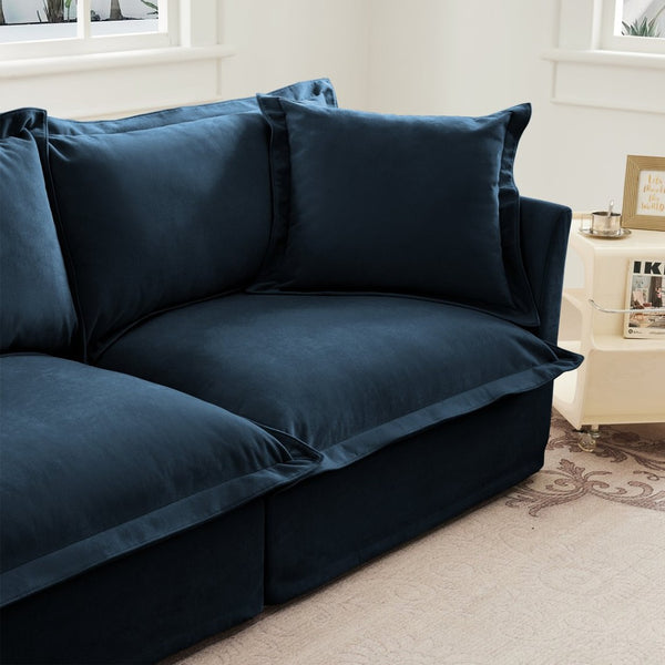 English Elm Koala Chenille Ottoman Plush High Density Foam Seating with Washable Cover W3041P240128