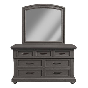 English Elm Modern Antique Gray Dresser with Ornate Handles and Round Legs for Bedroom Storage B011P448869