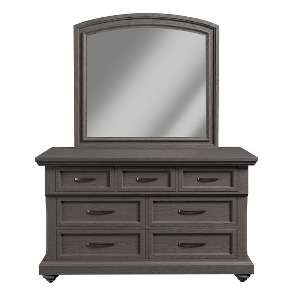 English Elm Modern Antique Gray Dresser with Ornate Handles and Round Legs for Bedroom Storage B011P448869
