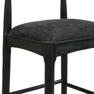 English Elm Christopher Knight Home® - BAR STOOL ladder-back farmhouse set of 2 with upholstered rubberwood seats, tapered legs, timeless charm Black N771P339893H
