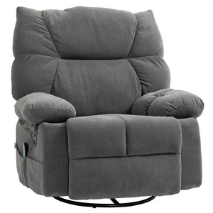 English Elm HOMCOM Oversized Vibration Massage Recliner with Heat, Swivel Rocker, Footrest, Remote, Pockets W2225P217222