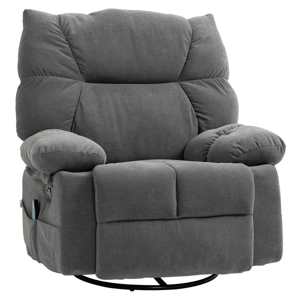 English Elm HOMCOM Oversized Vibration Massage Recliner with Heat, Swivel Rocker, Footrest, Remote, Pockets W2225P217222