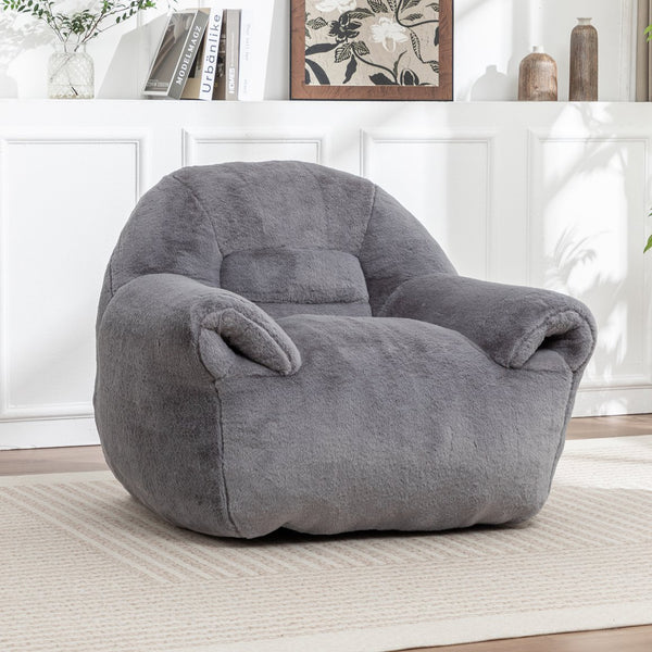 English Elm Bean Bag Chair – Plush Faux Fur Floor Sofa With Back Support For Ultimate Comfort In Any Room W2200P326889