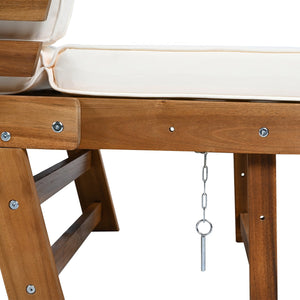 English Elm TOPMAX Outdoor Adjustable Patio Daybed Sofa with Acacia Hardwood Frame, Water-Resistant Cushions Natural+Beige SP100141AAN