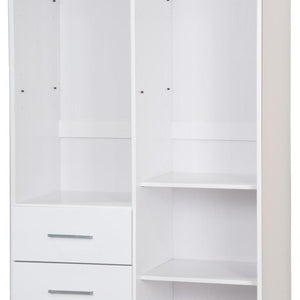 72 Inch Solid Wood Combo Dresser with Double Doors and Three Drawers for Bedroom Storage