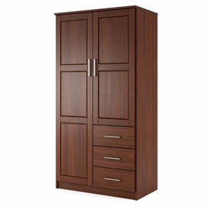 72 Inch Solid Wood Dresser with Double Doors and Three Spacious Storage Drawers