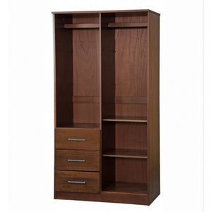 HomeRoots 72 Inch Solid Wood Combo Dresser with Mirrored Panels Three Drawers Dual Doors 763733