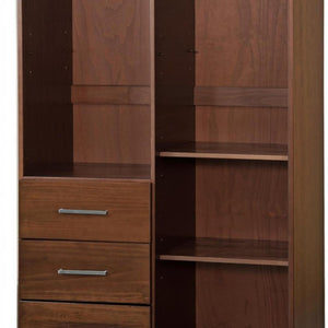 72 Inch Solid Wood Combo Dresser with Mirrored Panels Three Drawers Dual Doors