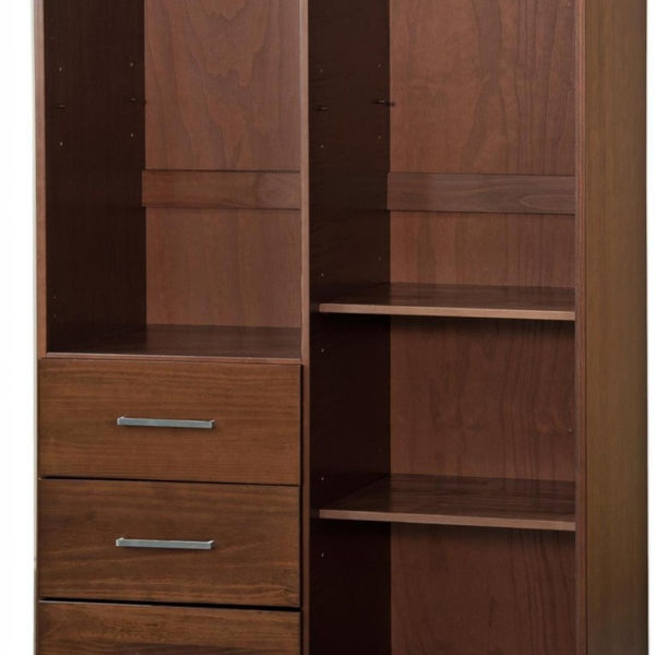 72 Inch Solid Wood Combo Dresser with Mirrored Panels Three Drawers Dual Doors