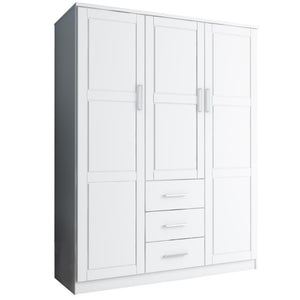 HomeRoots 72 Inch Solid Wood Dresser with Three Doors and Drawers for Bedroom Storage White 763737