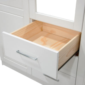 72 Inch Solid Wood Dresser with Three Doors and Drawers for Bedroom Storage