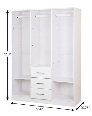 72 Inch Solid Wood Dresser with Three Doors and Drawers for Bedroom Storage