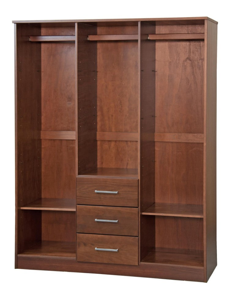 72 Inch Solid Wood Triple Door Mirrored Dresser with Three Drawers for Elegant Bedrooms