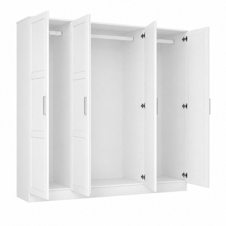 HomeRoots 72 Inch Solid Wood Four Door Combo Armoire Dresser for Spacious Bedroom Wardrobe Storage White 74.5" W x 72" H x 20.75" D 763751