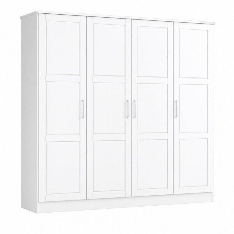 HomeRoots 72 Inch Solid Wood Four Door Combo Armoire Dresser for Spacious Bedroom Wardrobe Storage White 74.5" W x 72" H x 20.75" D 763751