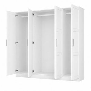 72 Inch Solid Wood Four Door Combo Armoire Dresser for Spacious Bedroom Wardrobe Storage