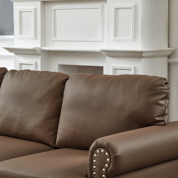 English Elm 59.5" Modern Classic Loveseat Sofa with Storage, Solid Wood Frame, Coil Springs & Removable Covers Brown W1097S00176