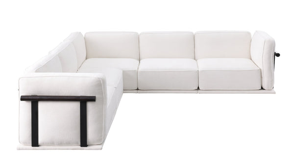 English Elm 102 Inch Linen Modular Sectional Sofa with Hidden Storage and Cloud Cushion Comfort White W1099S00186