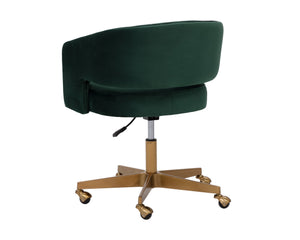 Sunpan Claren Modern Office Chair with Stylish Curvy Design and Elegant Gold Stainless Steel Base Deep Green Sky
