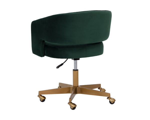 Sunpan Claren Modern Office Chair with Stylish Curvy Design and Elegant Gold Stainless Steel Base Deep Green Sky