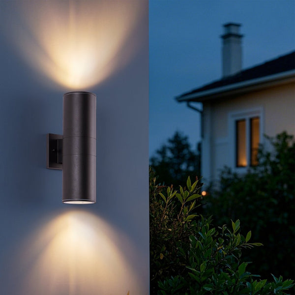 English Elm 12in Matte Black Aluminum Outdoor Wall Sconces up Down Lighting for Porch Patio Set of 4 W2312P416008