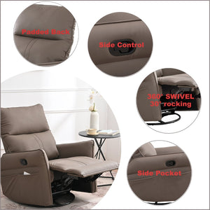English Elm Pu Leather Swivel Glider Recliner with Footrest for Nursery Bedroom Lounge W1028115302