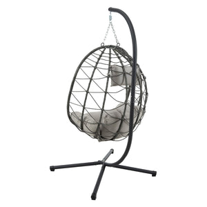English Elm Egg Chair With Stand – Cozy Indoor Outdoor Hanging Basket Chair For Relaxation & Stylish Decor W1703P163949
