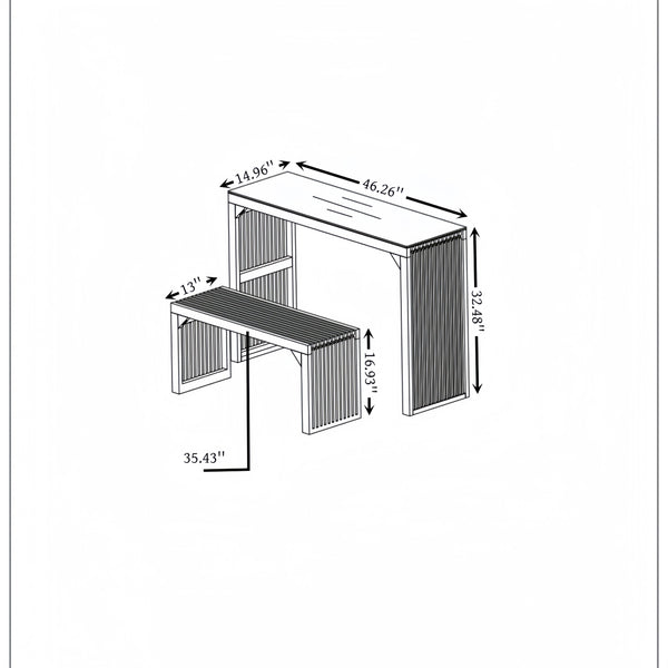 English Elm Natural Pine Dining Bench And Table Set – Stylish Multi-Functional Wood Furniture For Any Space W1758P292488