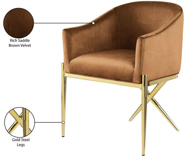 Xavier Saddle Velvet Dining Chair 763Saddle-C Meridian Furniture