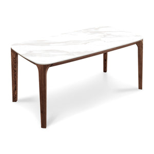 English Elm Modern Rectangular Walnut & Ceramic Dining Table - Stylish 5.9Ft Centerpiece For Any Occasion B353S00005