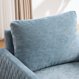 English Elm 29.5''w Chenille Swivel Club Chair with Hidden Storage Tufted Square Seat for Reading Nooks Blue W3118P419159