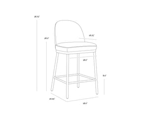 Sunpan Lavania Elegant Two-Toned Fabric Stool with Antique Brass Finish for Modern Home Décor and Comfort Counter Height