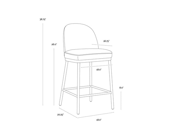 Sunpan Lavania Elegant Two-Toned Fabric Stool with Antique Brass Finish for Modern Home Décor and Comfort Counter Height