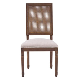 English Elm [set of 2] Cane Back Dining Chairs Solid Rubberwood Fluted Legs Weathered Farmhouse Style N767P263678B