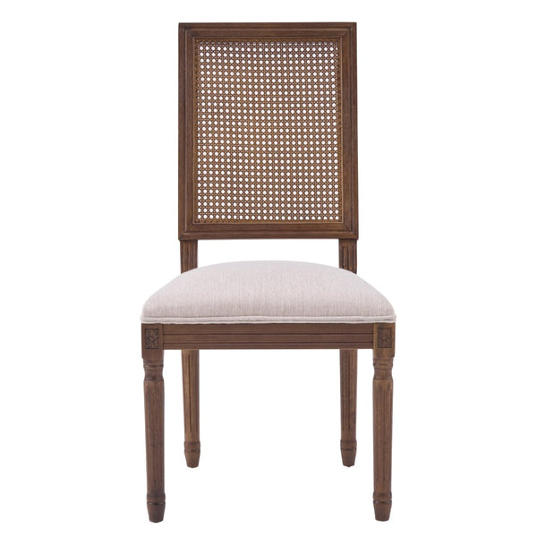 English Elm [set of 2] Cane Back Dining Chairs Solid Rubberwood Fluted Legs Weathered Farmhouse Style N767P263678B
